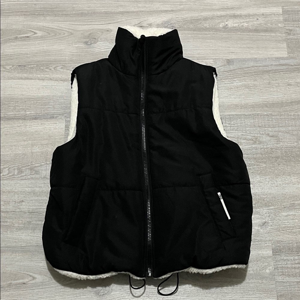 No Boundaries Black Quilted Turtleneck Vest